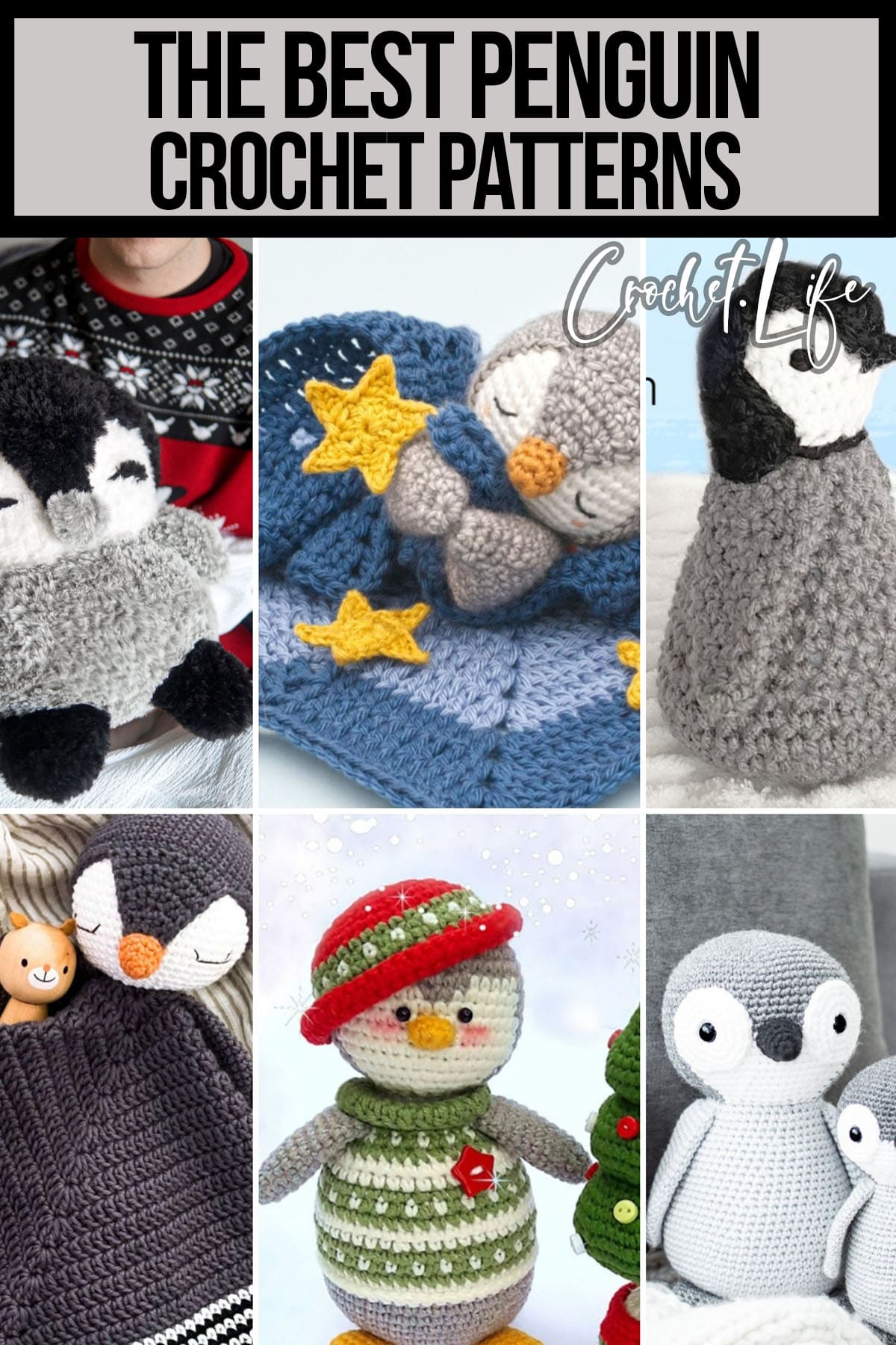 photo collage of amiguri penguin patterns with text which reads the best penguin crochet patterns