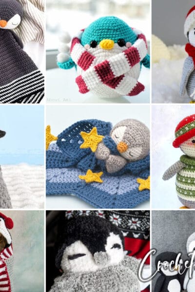 photo collage of penguin crochet patterns