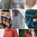photo collage of pancho crochet patterns