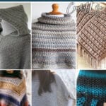 photo collage of crochet patterns for ponchos with text which reads the best poncho crochet patterns