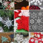 photo collage of crochet snowflake patterns