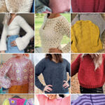 photo collage of patterns for crochet sweaters