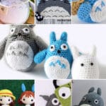 photo collage of crochet totoro patterns