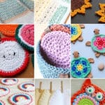 photo collage of coaster crochet patterns