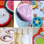photo collage of crochet coaster patterns with text which reads the best coaster crochet patterns