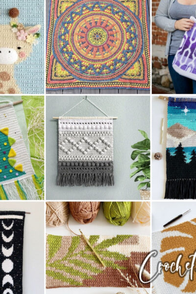 photo collage of tapestry crochet patterns