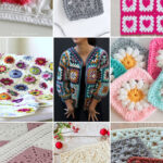 photo collage of granny square crochet patterns