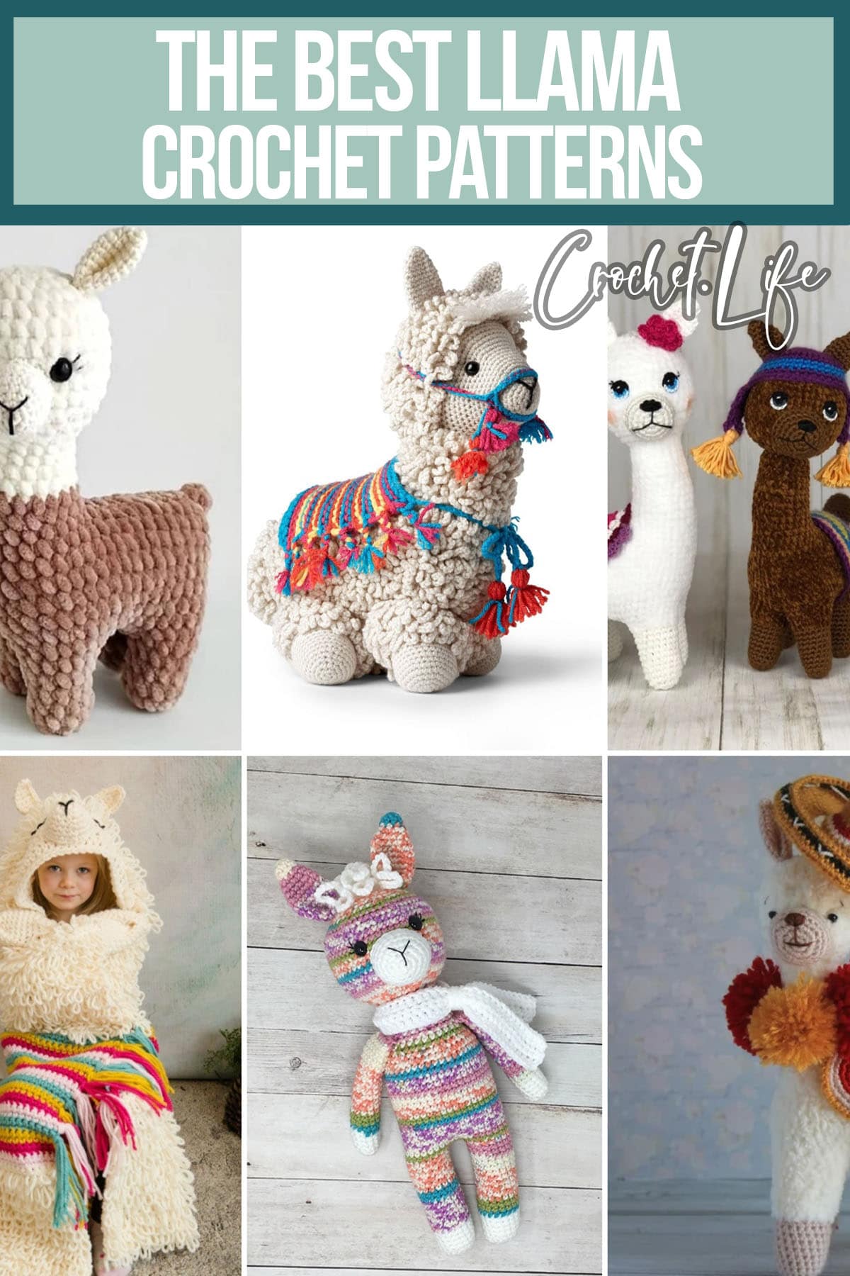 photo collage of alpaca crochet patterns with text which reads the best crochet patterns 