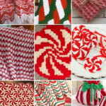 photo collage of crochet peppermint patterns