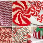 photo collage of crochet peppermint patterns with text which reads best peppermint crochet patterns