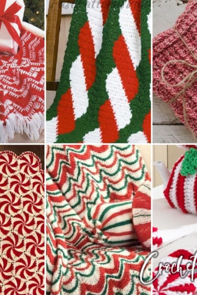 photo collage of peppermint crochet patterns