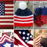 photo collage of american flag crochet patterns with text which reads best american flag crochet patterns