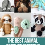 photo collage of crochet patterns for animals with text which reads the best animal crochet patterns curated by crochet.life