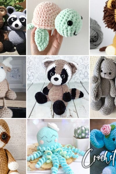 photo collage of animal crochet patterns