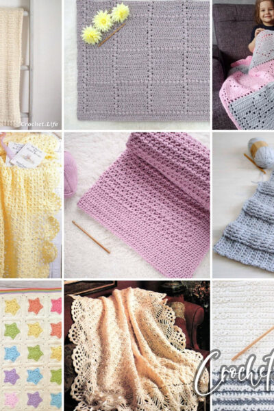 photo collage of baby afghan crochet patterns