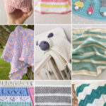 photo collage of bernat baby yarn crochet patterns