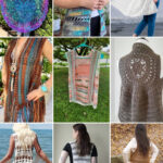 photo collage of boho vest crochet patterns