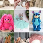 photo collage of crochet bunny patterns