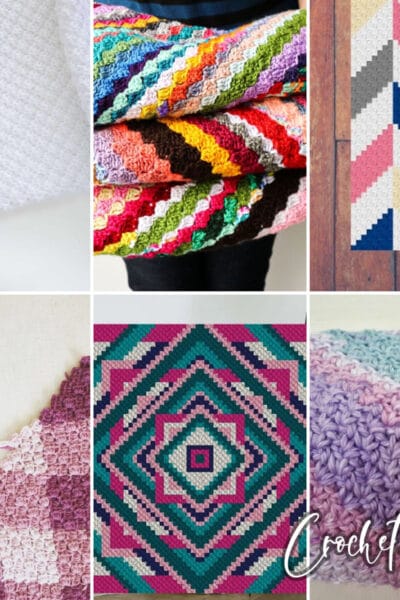 photo collage of corner to corner crochet Blanket Patterns