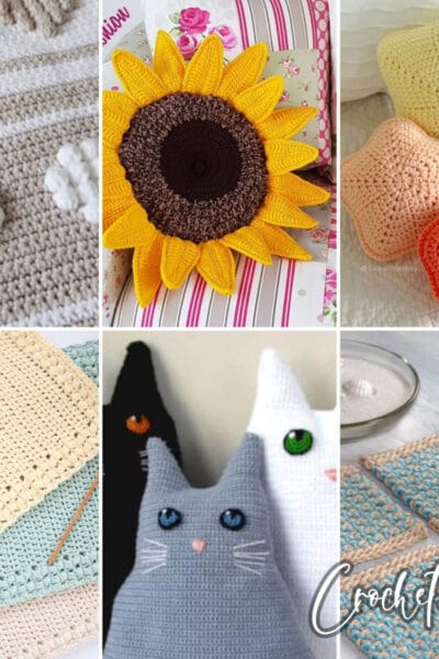 photo collage of crochet patterns for the home