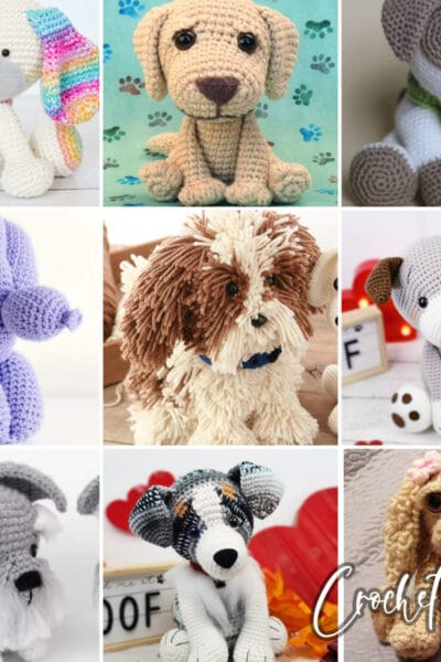 photo collage of dog crochet patterns