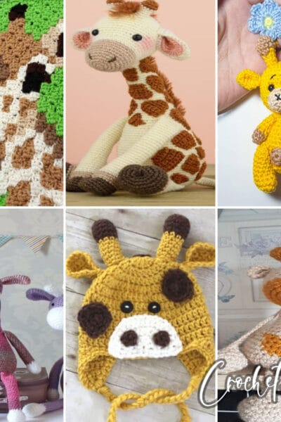 photo collage of giraffe crochet patterns