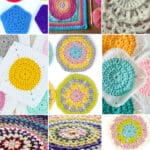 photo collage of crochet granny circle patterns