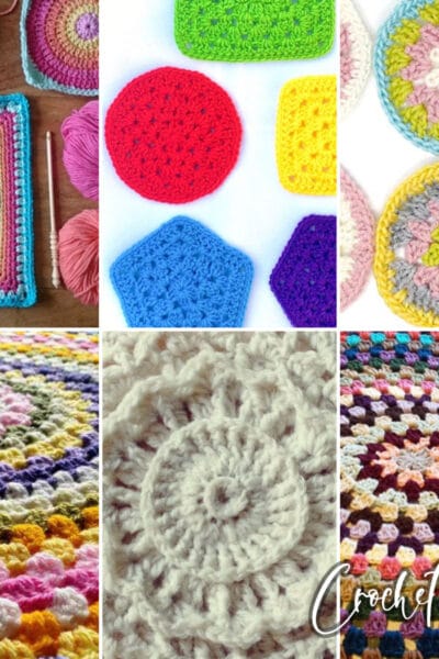 photo collage of granny circle crochet patterns