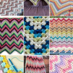 photo collage of crochet granny ripple patterns