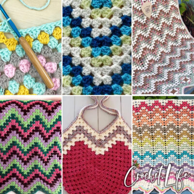 photo collage of granny ripple crochet patterns