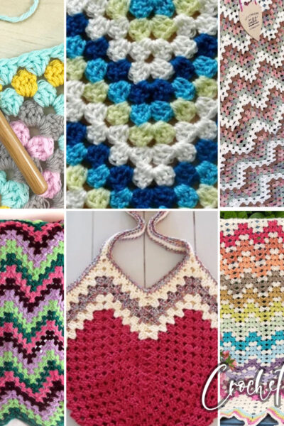 photo collage of granny ripple crochet patterns