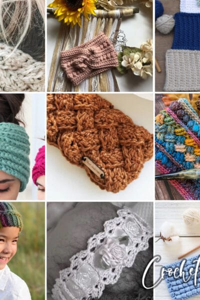 photo collage of headband crochet patterns