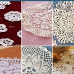 photo collage of crochet patterns of japanese doilies with text which reads best japanese doily crochet patterns