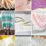 photo collage of crochet lacy baby blanket patterns