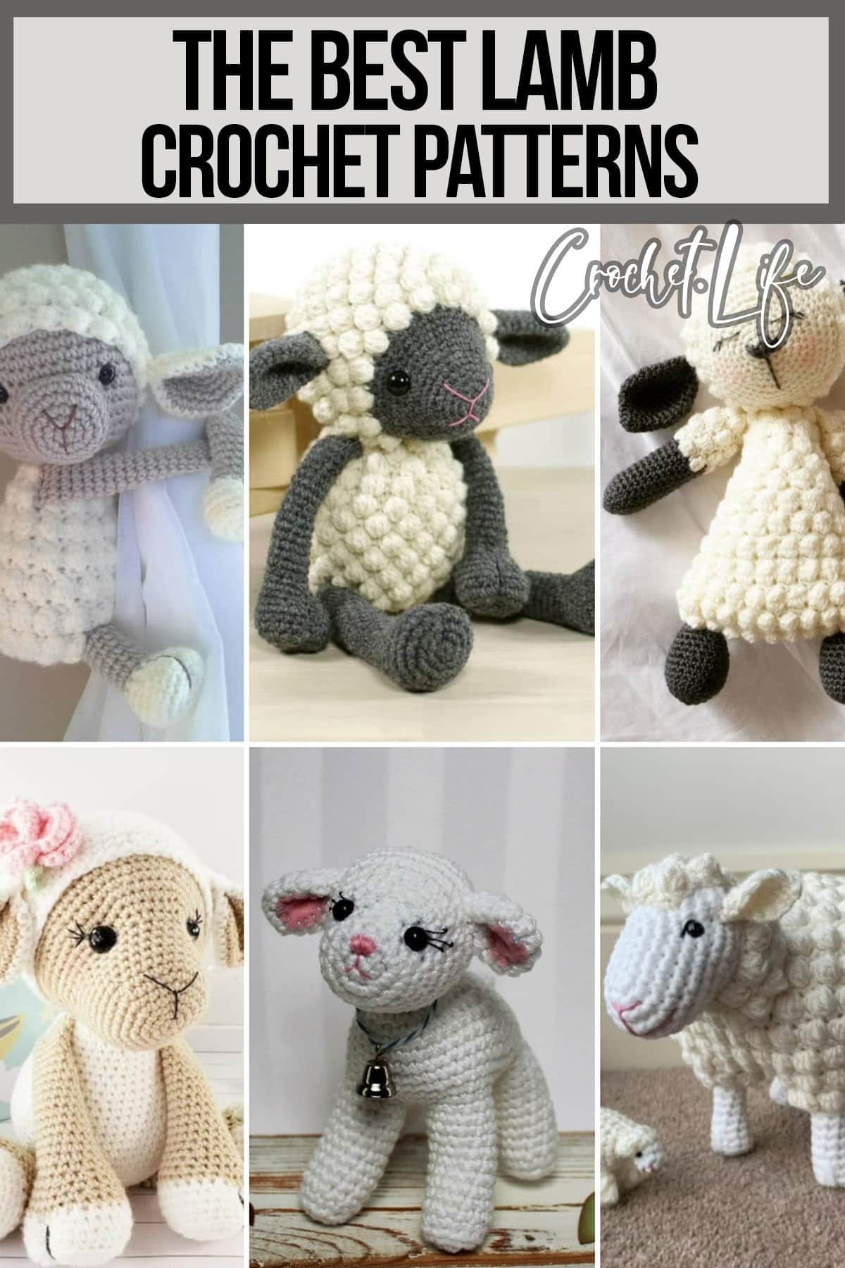 photo collage of crochet sheep patterns with text which reads the best lamb crochet patterns