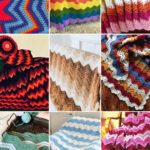 photo collage of crochet large ripple blanket patterns