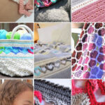 photo collage of crochet linked heart patterns