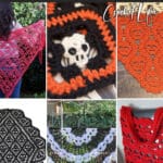 photo collage of crochet skull patterns with text which reads with text which reads the best lost souls crochet patterns