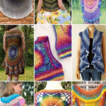 photo collage of crochet mandala vest patterns