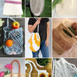 photo collage of crochet tote bag patterns