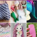 photo collage of crochet mermaid tail patterns with text which reads the best mermaid tail crochet patterns