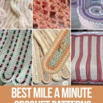 photo collage of beginner crochet patterns with text which reads best mile a minute crochet patterns curated by crochet.life