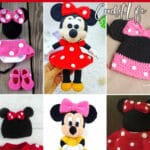 photo collage of crochet minnie patterns with text which reads the best minnie mouse crochet patterns