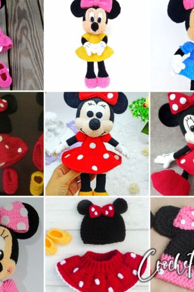 photo collage of minnie mouse crochet patterns