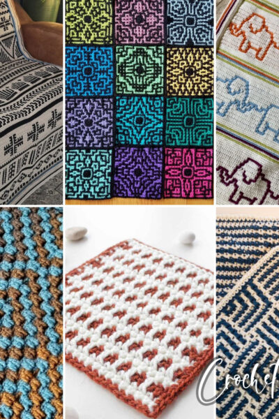 photo collage of mosaic crochet patterns