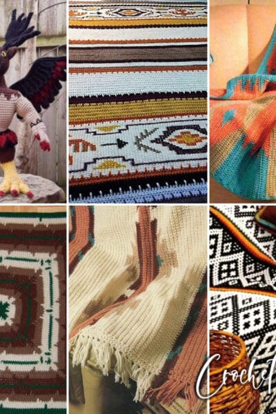 photo collage of native american crochet patterns