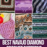 photo collage of crochet navajo diamond patterns with text which reads best navajo diamond crochet patterns curated crochet.life