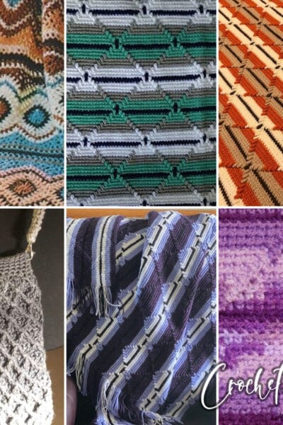 photo collage of navajo diamond crochet patterns