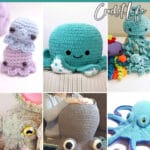 photo collage of crochet patterns for octopus with text which reads the best octopus crochet patterns