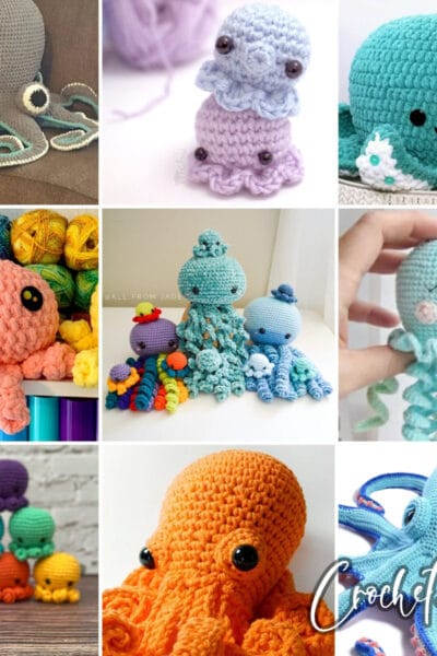 photo collage of octopus crochet patterns